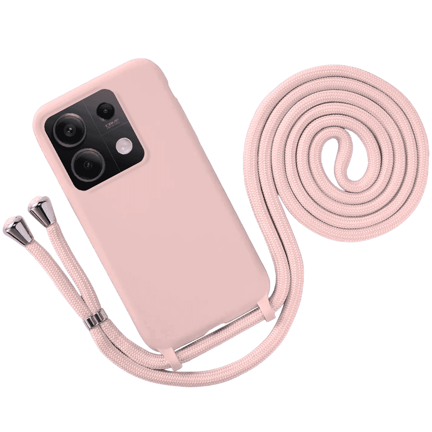 Θήκη Premium με Λουράκι Λαιμού για Xiaomi Redmi Note 13 5G Σομόν