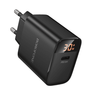 Ταχυφορτιστής Μπρίζας PD BOROFONE BA97A 30W Type C με οθόνη ένδειξης LED Μαύρος